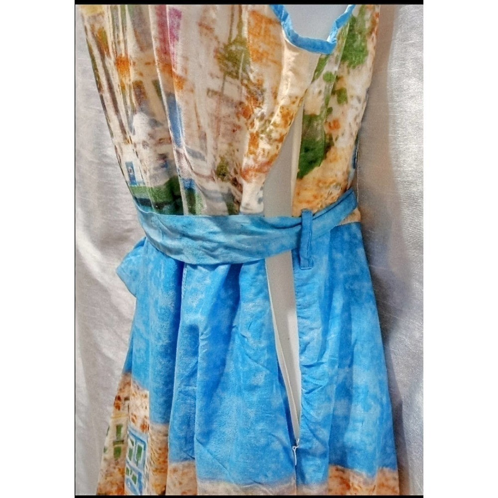 Designer FROCK SHOP Blue Multi Summer DRESS Italy Italian Rivera - Picture 8 of 9